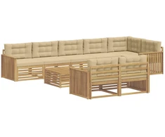 Lauko sofos komplektas 9 pcs Balta ir kreminė 79 x 79 x 37 cm