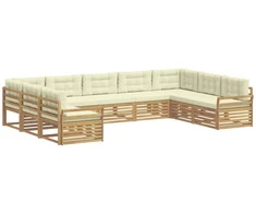 Lauko sofos komplektas 9 pcs Balta ir kreminė