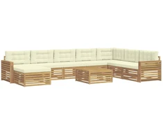 Lauko sofos komplektas 9 pcs Balta ir kreminė
