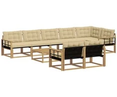 Lauko sofos komplektas 9 pcs Balta ir kreminė 79 x 79 x 37 cm