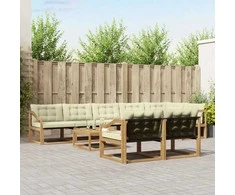 Lauko sofos komplektas 9 pcs Balta ir kreminė 79 x 79 x 37 cm