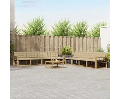 Lauko sofos komplektas 9 pcs Balta ir kreminė 79 x 79 x 37 cm