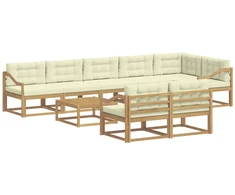 Lauko sofos komplektas 9 pcs Balta ir kreminė 79 x 79 x 37 cm