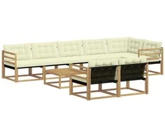 Lauko sofos komplektas 9 pcs Balta ir kreminė 79 x 79 x 37 cm
