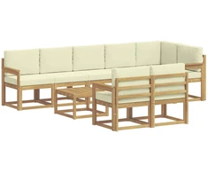 Lauko sofos komplektas 9 pcs Balta ir kreminė Poliesteris