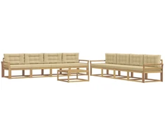 Lauko sofos komplektas 9 pcs Balta ir kreminė 79 x 79 x 37 cm