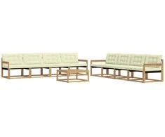 Lauko sofos komplektas 9 pcs Balta ir kreminė 79 x 79 x 37 cm