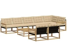 Lauko sofos komplektas 9 pcs Balta ir kreminė 79 x 79 x 37 cm