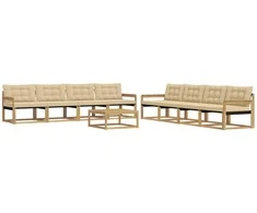 Lauko sofos komplektas 9 pcs Balta ir kreminė 79 x 79 x 37 cm