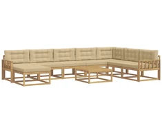 Lauko sofos komplektas 9 pcs Balta ir kreminė