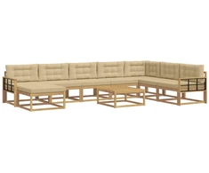 Lauko sofos komplektas 9 pcs Balta ir kreminė