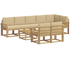 Lauko sofos komplektas 9 pcs Balta ir kreminė Poliesteris