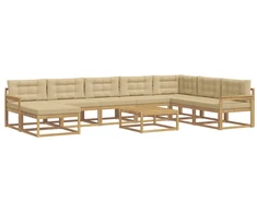 Lauko sofos komplektas 9 pcs Balta ir kreminė