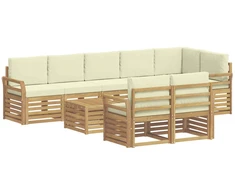 Lauko sofos komplektas 9 pcs Balta ir kreminė 59 x 59 x 37 cm