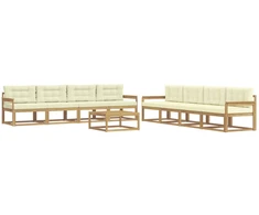Lauko sofos komplektas 9 pcs Balta ir kreminė 79 x 79 x 37 cm