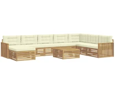 Lauko sofos komplektas 9 pcs Balta ir kreminė