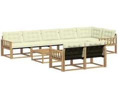 Lauko sofos komplektas 9 pcs Balta ir kreminė 79 x 79 x 37 cm