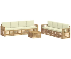Lauko sofos komplektas 9 pcs Balta ir kreminė 59 x 59 x 37 cm