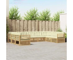 Lauko sofos komplektas 9 pcs Balta ir kreminė