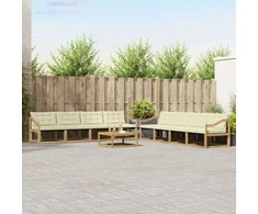 Lauko sofos komplektas 9 pcs Balta ir kreminė 79 x 79 x 37 cm