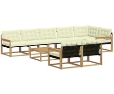 Lauko sofos komplektas 9 pcs Balta ir kreminė 79 x 79 x 37 cm