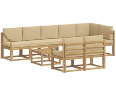 Lauko sofos komplektas 9 pcs Balta ir kreminė Poliesteris