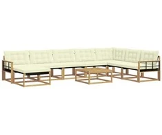 Lauko sofos komplektas 9 pcs Balta ir kreminė 79 x 79 x 37 cm