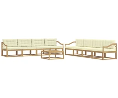 Lauko sofos komplektas 9 pcs Balta ir kreminė 79 x 79 x 37 cm