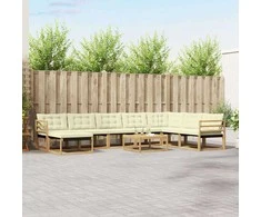 Lauko sofos komplektas 9 pcs Balta ir kreminė 79 x 79 x 37 cm