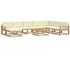 Lauko sofos komplektas 9 pcs Balta ir kreminė