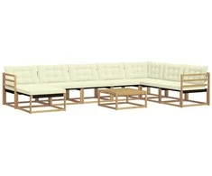 Lauko sofos komplektas 9 pcs Balta ir kreminė 79 x 79 x 37 cm