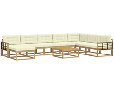 Lauko sofos komplektas 9 pcs Balta ir kreminė