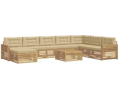 Lauko sofos komplektas 9 pcs Balta ir kreminė
