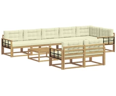 Lauko sofos komplektas 9 pcs Balta ir kreminė 79 x 79 x 37 cm
