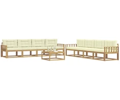 Lauko sofos komplektas 9 pcs Balta ir kreminė 79 x 79 x 37 cm