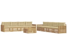 Lauko sofos komplektas 9 pcs Balta ir kreminė