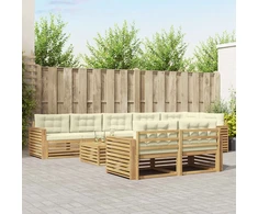 Lauko sofos komplektas 9 pcs Balta ir kreminė 79 x 79 x 37 cm