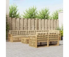 Lauko sofos komplektas 9 pcs Balta ir kreminė Poliesteris