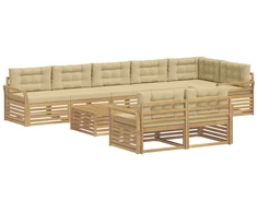 Lauko sofos komplektas 9 pcs Balta ir kreminė 79 x 79 x 37 cm