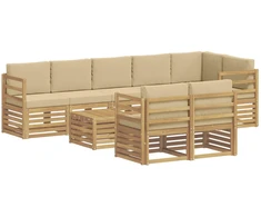 Lauko sofos komplektas 9 pcs Balta ir kreminė 59 x 59 x 37 cm