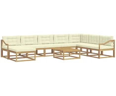 Lauko sofos komplektas 9 pcs Balta ir kreminė