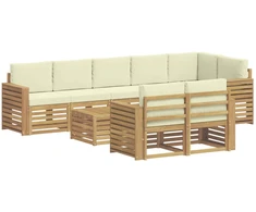 Lauko sofos komplektas 9 pcs Balta ir kreminė 59 x 59 x 37 cm