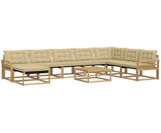 Lauko sofos komplektas 9 pcs Balta ir kreminė