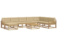 Lauko sofos komplektas 9 pcs Balta ir kreminė