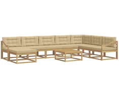 Lauko sofos komplektas 9 pcs Balta ir kreminė