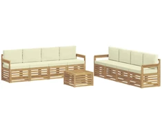 Lauko sofos komplektas 9 pcs Balta ir kreminė 59 x 59 x 37 cm