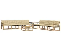 Lauko sofos komplektas 9 pcs Balta ir kreminė 79 x 79 x 37 cm