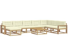 Lauko sofos komplektas 9 pcs Balta ir kreminė