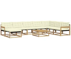 Lauko sofos komplektas 9 pcs Balta ir kreminė