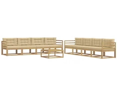 Lauko sofos komplektas 9 pcs Balta ir kreminė 79 x 79 x 37 cm
